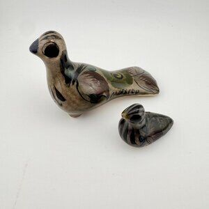 Pair of Mexican Folk Art Tonala Doves Hand Made and Painted in Mexico
